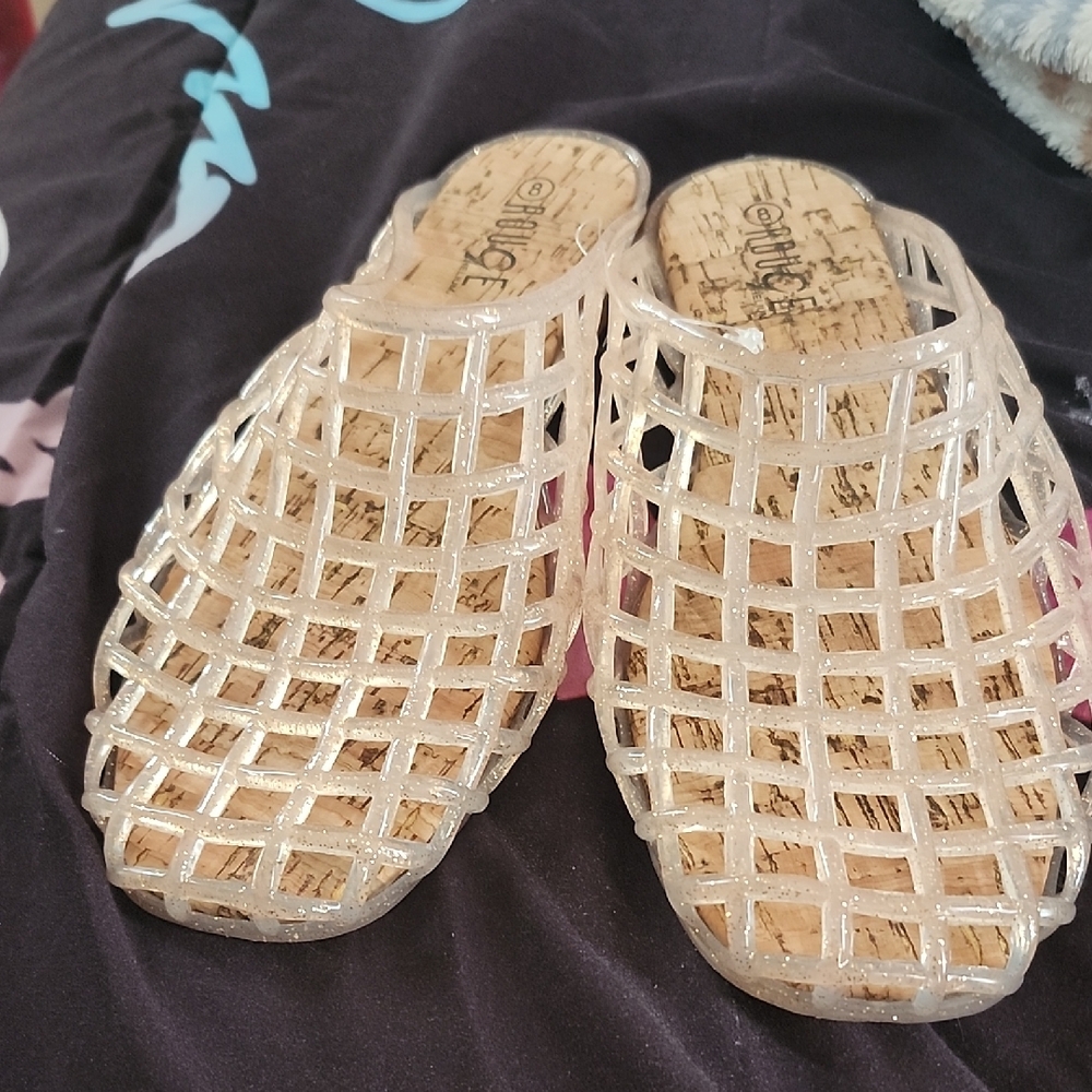 Rouge Helium Transparent Grid Mules
